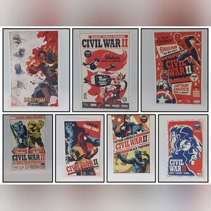 Marvel Comics Civil War II Art Prints Set Of 7 With Inhuman Inferno